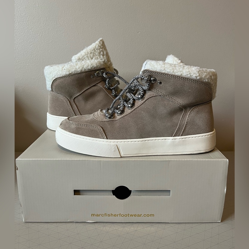 Marc Fisher Women’s Summa Active Lace Up Sneakers - Suede Light Natural 8.5